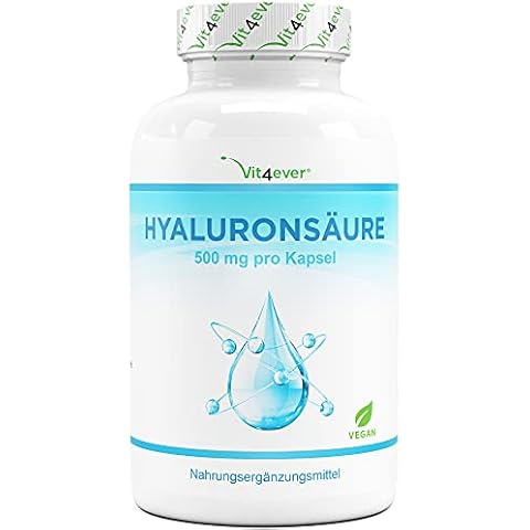 Hyaluronsäure - 120 Kapseln hochdosiert mit 500 mg - 500-700 kDa - Pflanzlich aus Fermentation - Laborgeprüft - Vegan Cover