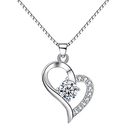 Diamond heart pendant collier ajustable 16 et 18 pouces avec chaine corde