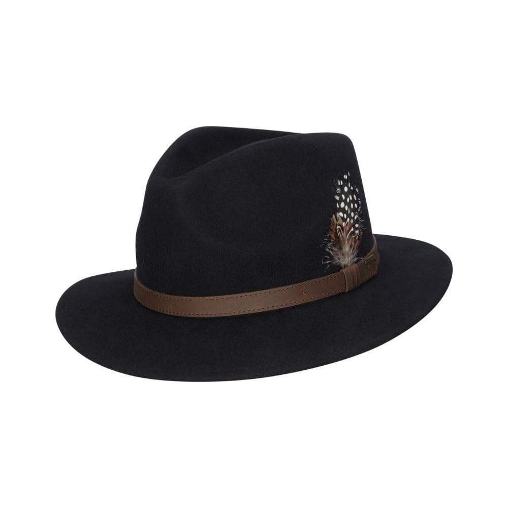 Walker And Hawkes Unisex Black - Wool Felt Howick Hat - M (58Cm)