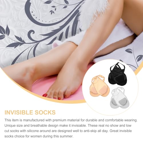 DOITOOL 3 Pairs No Show Sling Back Socks Women Ultra Low Cut Liner Socks with Sling for Heels (Grey+Black+Complexion)4