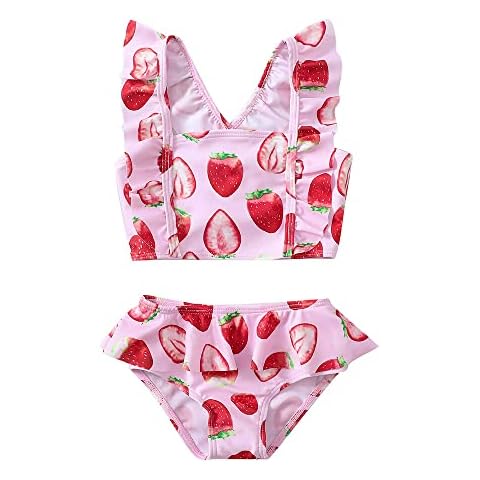 Toddler Girls Swimwear Two-Piece Ruffle Swimsuits Summer Beach Bathing Suit Tankini Set 0-4Y Cover