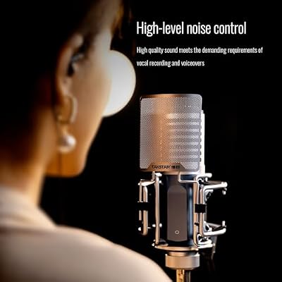 TAKSTAR XLR Cardioid Condenser Microphone, 34mm Large Diaphragm Professional Recording Microphone with Shock Mount Perfect for Studio/Podcasting/Live-Streaming/Vocal/Instrument Recording, SM-9