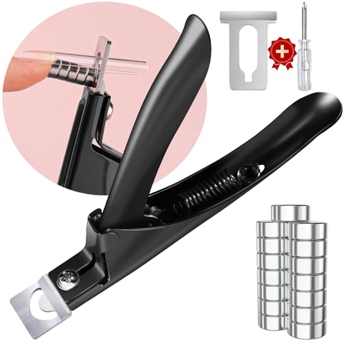 GA&EN Violet Red Premium Adjustable Nail Clippers with Magnets Sizers for Acrylic Nails, Stainless Steel Nail Cutter Trimmer for Artificial Fake False Tips Manicure Sharp Blade Clip Tool for Salon Beauty 15Pcs