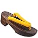 Tongs en bois massif pantoufles sabots en bois pour tueur de démons Yellow sandales japonaises Cosplay Prop Anime rehaussé à semelles épaisses samouraï fan fête Costume cadeau