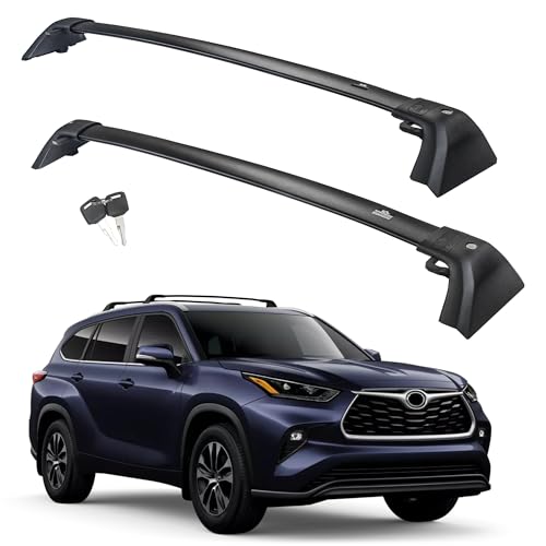 Autekcomma Heavy Duty Roof Rack Cross Bars Replacement for Highlander 2020-2026(not fit LE Models & Grand Highlander),Anti-Theft Mechanism Lock Max 260 lbs Loading Weight Featured Tie-Down Loop