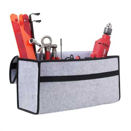 Image of JVCV Large Car Trunk Boot Organizer, Car Storage and Organizer Anti Slip Car Accessories Organizer for Car, Suv, Sedan, Truck, Minivan Anti Slip Bottom (LARGE - Light Grey).