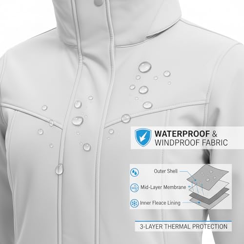 Veste softshell imperméable femme à capuche manteau extérieur décontracté - 5