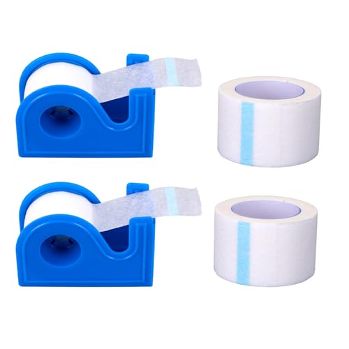 2pcs Paper First Aid Tape & 2pcs Dispenser, 1in x 10 Yards Breathable Microporous Tape Hypoallergenic Wound Bandage for Sensitive Skin