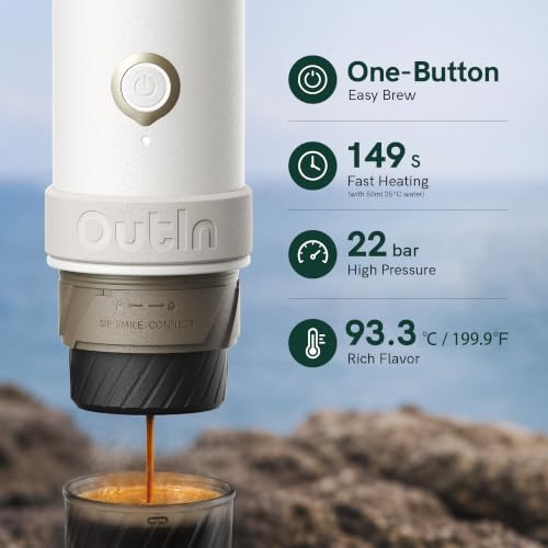 OutIn Mino Tragbare Elektrische Espressomaschine, Sandstone White – Ansicht 4