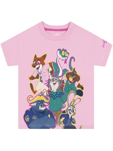 Disney T-Shirt Enfant, T Shirt Fille Zootropolis, Vetement Fille en Coton, Chemise Ete à Manche Courte, Rose 7-8 Ans