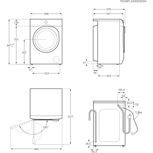 AEG Waschtrockner, 8 kg Waschen, 5 kg Trocknen, Serie 7000 ProSteam - Dampf-Programm–Weniger Bügeln & mehr Frische, EEKLD/A, NonStop 1kg-in-1h, Mengenautomatik, Inverter Motor, 1400 U/min, LWR7AMZ48WD