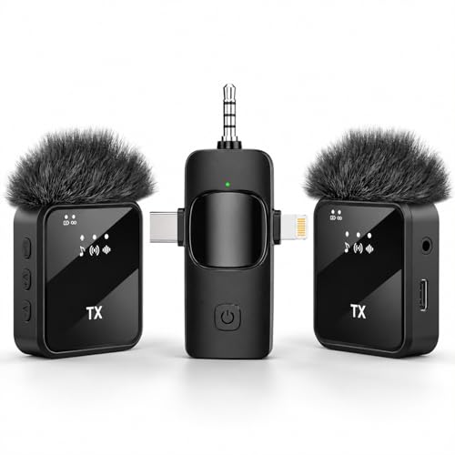 Image of EMBOX Omnidirectional Mic for YouTube | Plug & Play Wireless Mic Set 30m Range | Microphone for Video Recording DSP Noise Cancellation Collar Mike LED Type C for Vlogging, Podcast (F11)