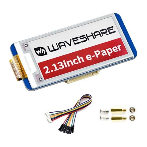 waveshare Three Color 2.13inch E-Ink Display HAT (B), 212x104 Resolution 3.3V/5V Red Black White E-Paper Display Screen for Raspberry Zero/Zero W/Zero WH/2B/3B/3B+ SPI Interface,Full Refresh Cover