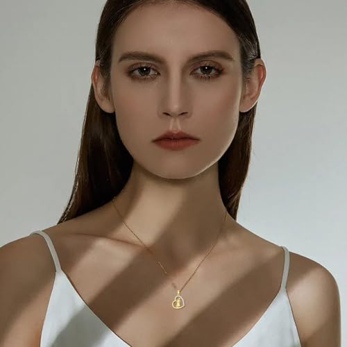 14K Solid Gold Love Heart Grandma Necklace for Women,Real Gold Grandmother Pendant Necklace Nana Jewelry Gifts for Christmas Mother's Day Birthday,16+2 Inch2