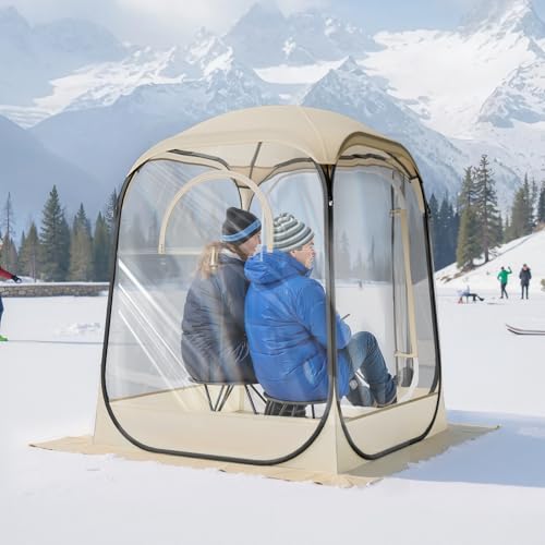 VEVOR Pop Up Sports Tent, 50x50x66.9 Instant Weather Proof Clear Tent for 2 Person, Portable Foldable Dome Shelter with Removable Floor Mat & Top Cover, for Watching Sports Events, Camping, Fishing - Image 8