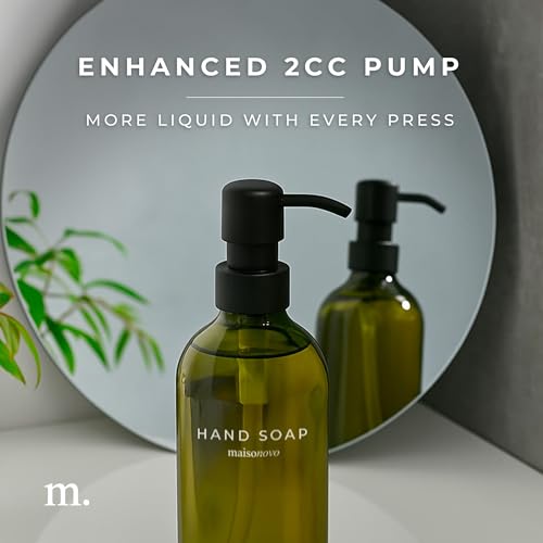 MaisoNovo Soap Dispenser 2-Piece Set | 16.9oz Green Bottles with Black Stainless Steel Pump Core