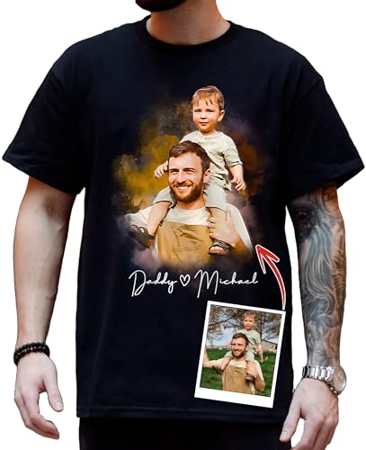 Custom Dad Shirt with Photo Text, Customized Fathers Day T Shirt Sweatshirt Hoodie, Fathers Day Personalized Gifts for Papa Grandpa from Grandkids Wife, Custom Dad Shirts for Men