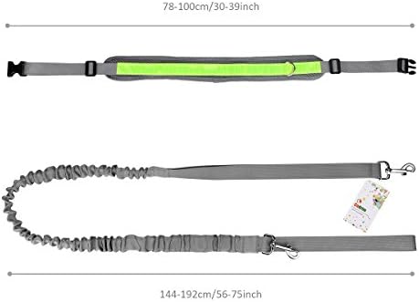 Cadrim Hands Free Dog Walking Belt Ajustable Dog Leash Waist Belt Pet Dog Leash Coupler Running and Jogging Lead Belt for Dogs with 2 Pack Bags and Reflective Strip (grey)