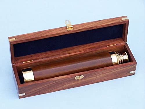 Admiral's Brass/Wood Spyglass 25" - Vintage Telescope- Wood Telescope - Brand #TOP4