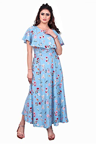 rudra Om Enterprise Women Crepe Kurta (MO E-41-Xl_Sky Blue)