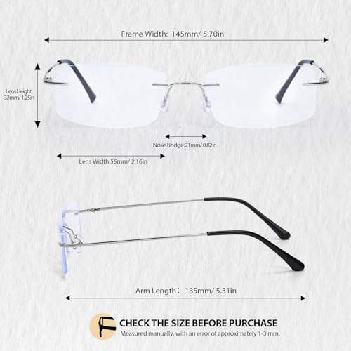 Image of IGnaef Rectangle Rimless Blue Light Blocking Glasses for Women Fashion Non Prescription Office-Siren Frameless Eyewear BL1230
