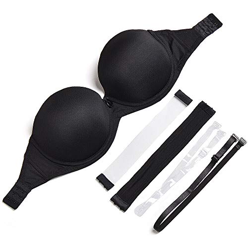 Hwdi APP-100622-B082CMWMFQ 34B Clear Back Strap Bra For Strapless And Backless Wedding Dresses Halter Top Low Open Back Black thumb #5