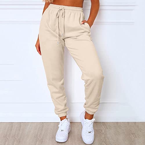 Hatop Womens Sweatpants Comfy High Waisted Workout Athletic Lounge Joggers Pants With Pockets Beige #TOP1