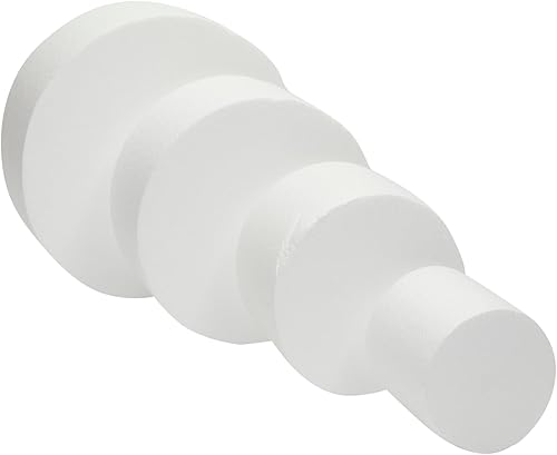 Miniatura 7 de Bright Creations Juego de chupete de espuma para tartas – 4 niveles de 4, 6, 8 y 10 pulgadas, rondas de espuma blanca – exhibición ligera y