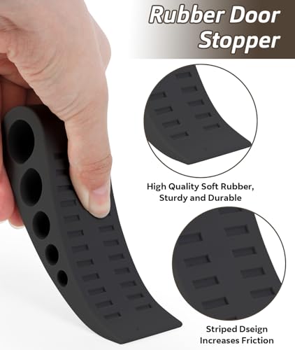 3 Stück türstopper keil für alle Böden, Stapelbar Hochleistungs gummikeile, türkeile rutschfest Schädigt den Boden nicht, gummikeile für Haus, Büro und Schule, Schwarz