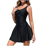 Swimdress for Women Tummy Control One Piece Skirted Swimsuit Modest Bathing Suit Twist Front Monokini Swimwear