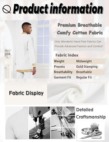 Mens African 2 Piece Set Nigerian Dashiki Metallic Traditional Suit Gold Stamp Printed Shirt and Pants Outfit4