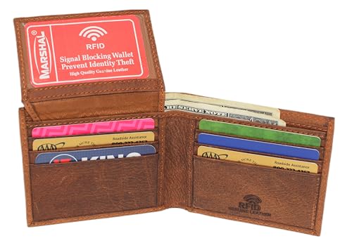 MARSHAL Scorpio Logo Men's Bifold Trifold RFID Blocking Real Leather Wallet Scorpion Zodiac Sign (Bifold)2