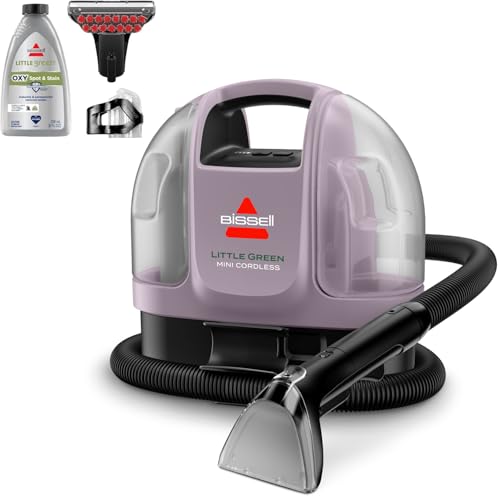 BISSELL Little Green Mini Cordless Portable Carpet and Upholstery Deep Cleaner, Car/Auto Detailer, with HydroRinse Self-Cleaning Tool and 4' Tough Stain Tool, Limited Edition Color Dusk Pink, 4015F