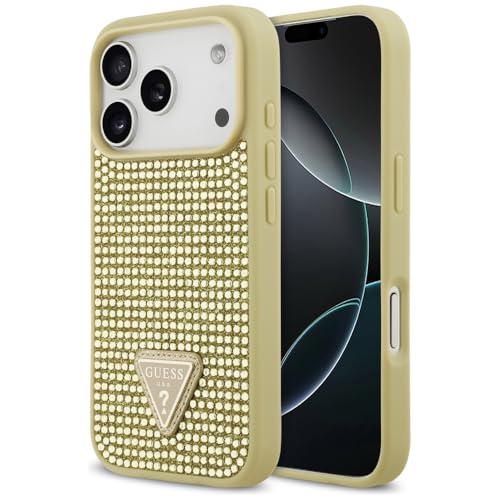 Coque iPhone 17 Pro Guess strass or idéale pour accessoiriser vos tenues de soirée chic