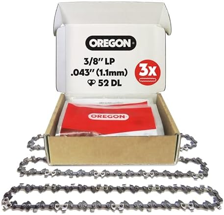 Oregon Sägekette für 35cm Schwert, 3/8" LP, 1,1mm Stärke, 52 Treibglieder | 3-er Pack, Fase-Meißel, Ersatzsägekette für Husqvarna, Gardol, Bosch und mehr