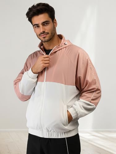 Image of CHKOKKO Sunscreen Jacket for Men Windcheater Hooded Zipper Sports Jacket | UV Protection | Sun Protective | Lightweight Water Resistant | Riding Biker | Outdoor Travel Gym Running