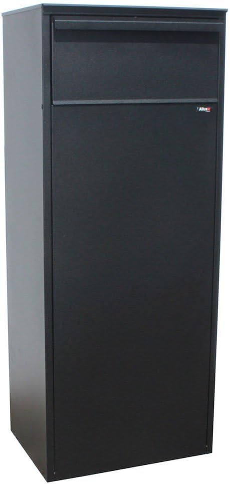 Qualarc ALX-800-REAR-BK Allux 800 Series Galvanized Steel Mail and Parcel Box with Rear Locking Retrieval Door, Black