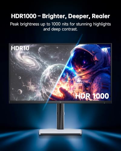 Image of KTC 27 Inch 4K Mini-LED Gaming Monitor, UHD 75Hz / FHD 144Hz Dual Mode Monitor, HDR 1000 Fast IPS w / 1ms MPRT, Adaptive Sync, 148% sRGB, HDMI DP, Tilt /Swivel /Pivot /Height Adjustable, VESA White M27U6