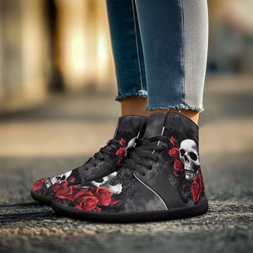 Binienty Men Women High Top Barefoot Shoes Lace Up PU Leather Sneaker Anti Slip4