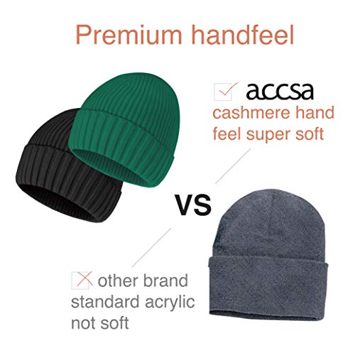 Accsa 2 Pack Winter Knit Beanie Hat For Men Women Winter Stretchy Hats For Women Soft Warm Unisex Cuffed Beanie Black And Green thumb #4
