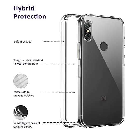 Image of Jkobi Back Cover Case for Xiaomi Mi Redmi Note 6 Pro (Silicone Crystal Clear | Pure Camera Protection | Soft and Flexible for Charger and Headphone sockets | Shockproof Bumpers | Transparent)
