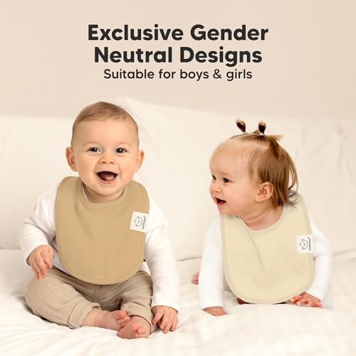 Image of 8-Pack Organic Baby Bibs for Boys, Girls - Soft Cotton Drooling and Teething Bibs for Baby Girl & Boy, Extra Absorbent, Easy to Clean & Put On for Toddler, Newborn, Infant 0-24 Months (Sahara)