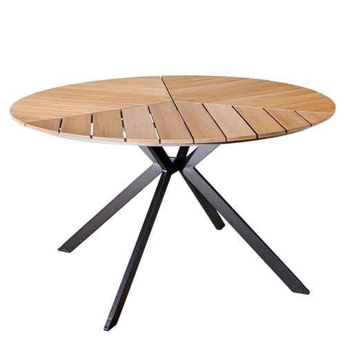 Riess Ambiente Runder Outdoor Gartentisch DESIGNO - 120cm - Natur Holz-Design anthrazit Metall
