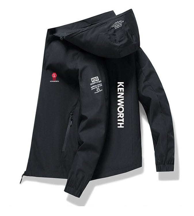 Generisch Chaqueta de ocio para hombre con capucha extraíble para exterior y ciudad, impresión 3D, transpirable y ligera, Negro , L