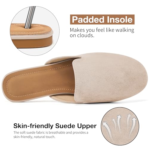 Image of Ecetana Mules for Women Flats Shoes: Comfortable Slip On Casual Work Slides Round Toe Backless Loafers