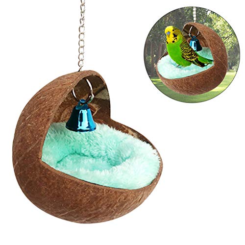 Nid D'Oiseau Perroquet Perruche Cage en Coquille De Noix De Coco Naturelle pour Animal Domestique Que Perroquet, Perruche, Canari, Pinson, Pigeon, Hamster, Rat, Gerbille
