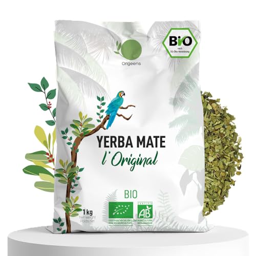 ORIGEENS BIO YERBA MATE TEE 1 KG - Das Original I Bio Yerba Mate Handgepflückt, Ungeröstet - Blätter, Frei von Stängeln, Staub und Krümeln - Energie- und Detoxgetränk (Original 1k)