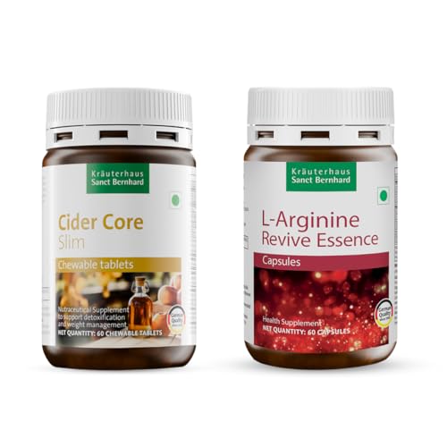 Image of Krauterhaus Sanct Bernhard Wellness Duo - L-Arginine + Cider Core Tablets | With B12, B1, B6, Folic Acid & Riboflavin | Promotes Energy, Heart Health | Digestion & Immunity Support | Vegan | non-GMO