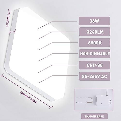 Eyesgood Plafoniera Soffitto 36W, Lampada LED