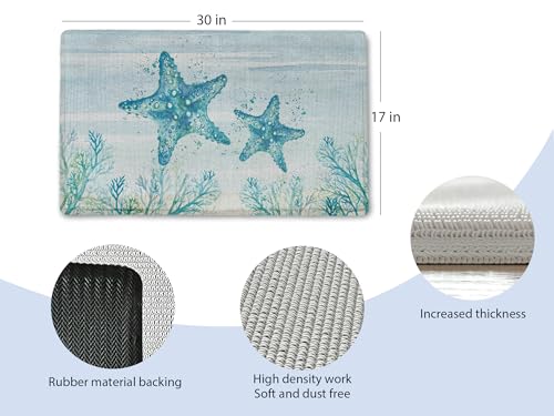 Bnwepo Coastal Outdoor Mats for Front Door, Coastal Door Mat Indoor Entrance, Starfish Coastal Beach House Outdoor Mat, 17x30 Inch - Image 3